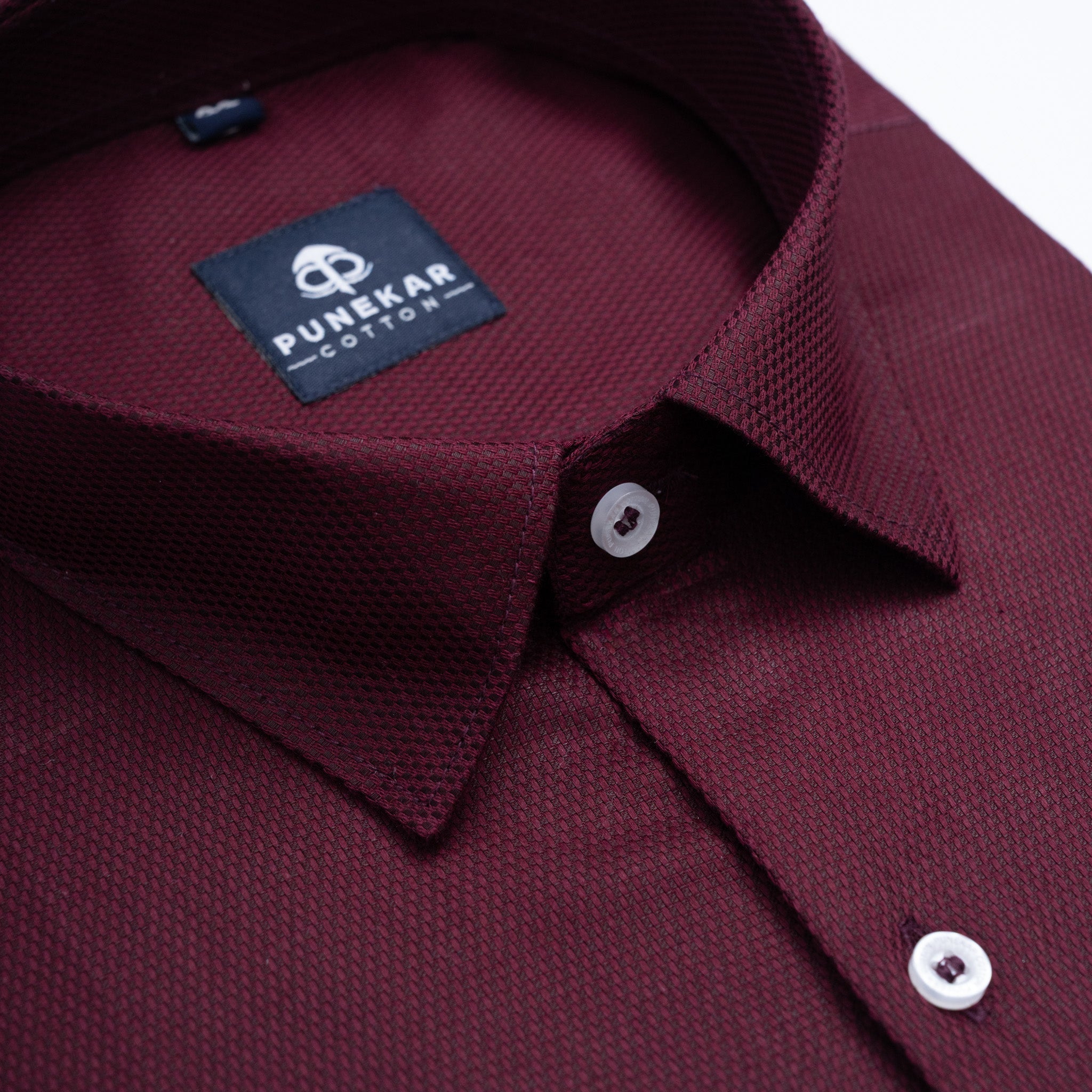 Burgundy Wine Softweave Cotton Tencel Textured Shirt For Men