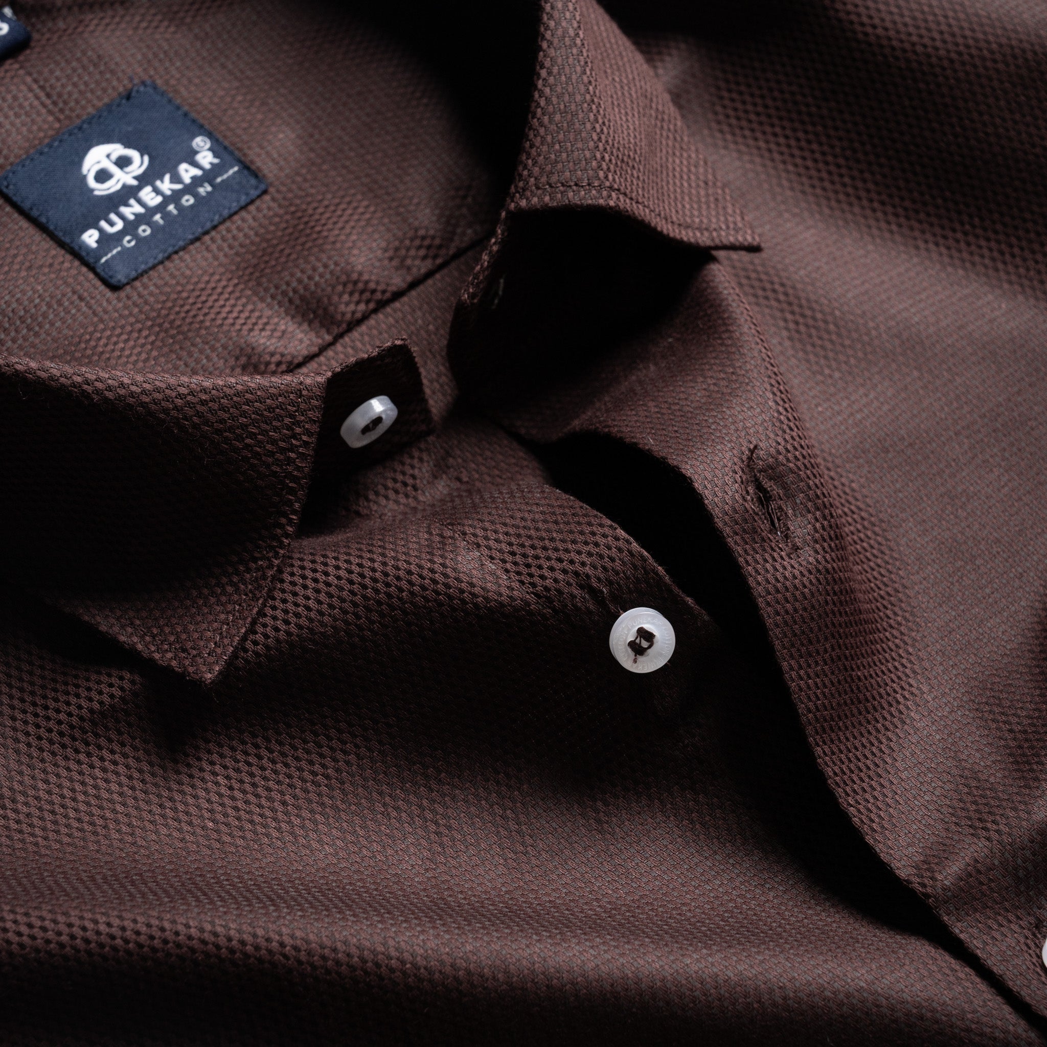 Espresso Brown Softweave Cotton Tencel Textured Shirt For Men