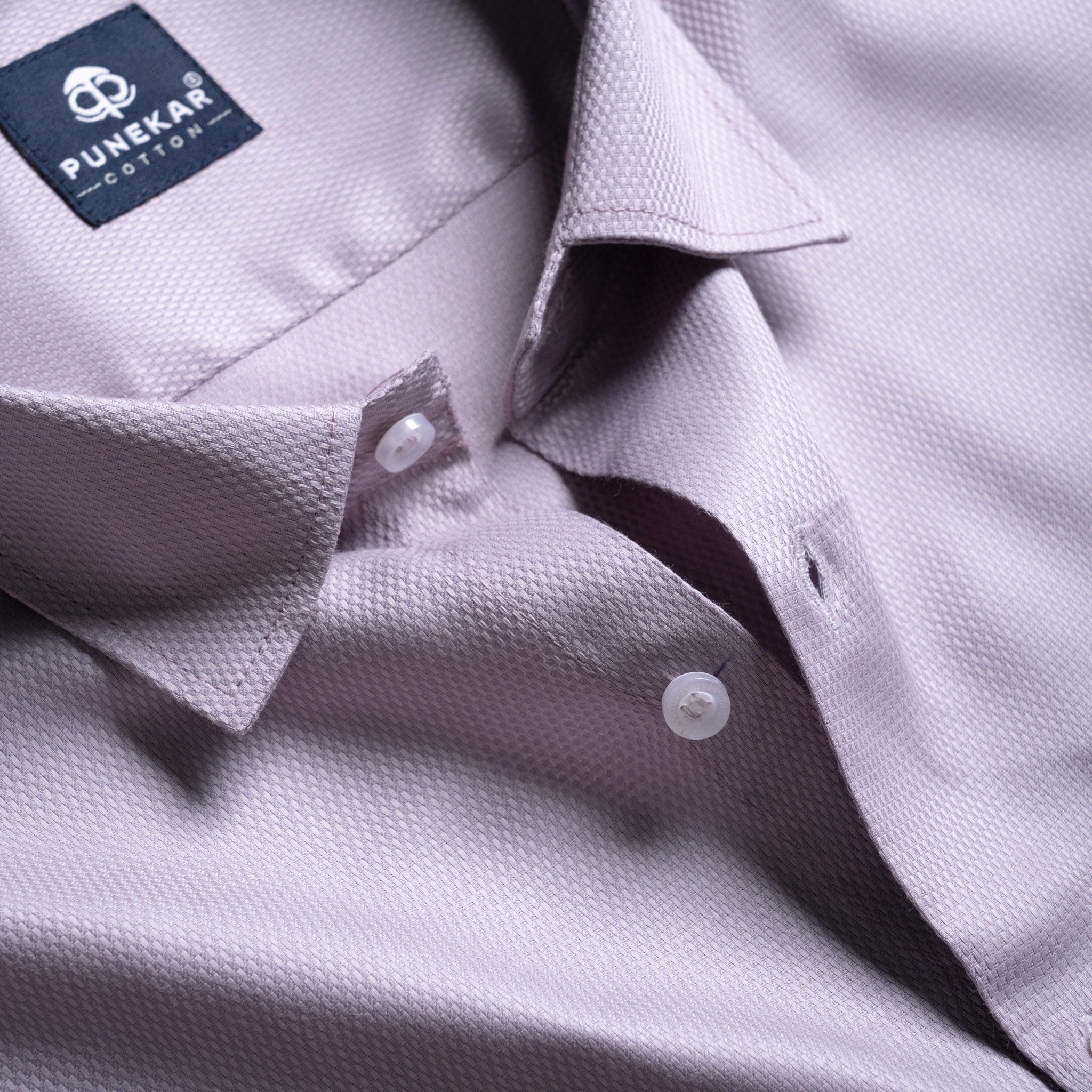 Lavender Mist Softweave Cotton Tencel Textured Shirt For Men
