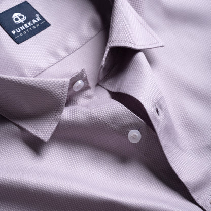 Lavender Mist Softweave Cotton Tencel Textured Shirt For Men
