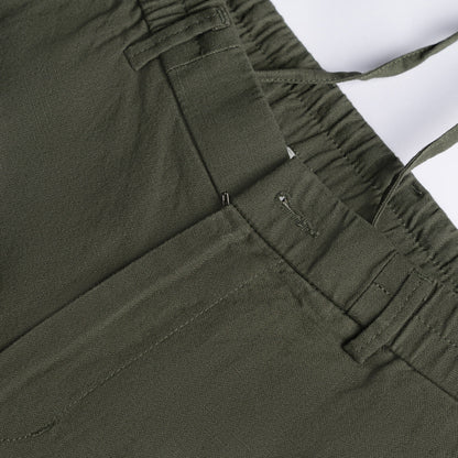 Olive Everyday Cotton Linen Straight-Fit Pants for Men - Punekar Cotton