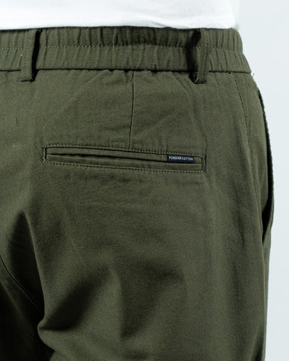 Olive Everyday Cotton Linen Straight-Fit Pants for Men - Punekar Cotton