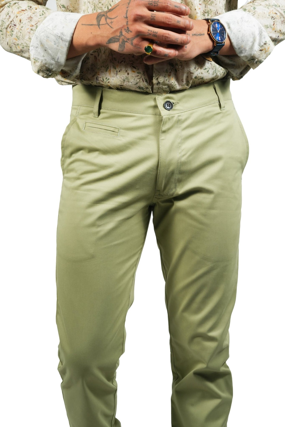 Olive Green Color Cotton Trouser Pants for Men - Punekar Cotton