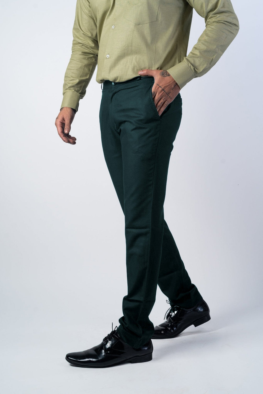 Peacock Color Formal Cotton Pant for Men - Punekar Cotton