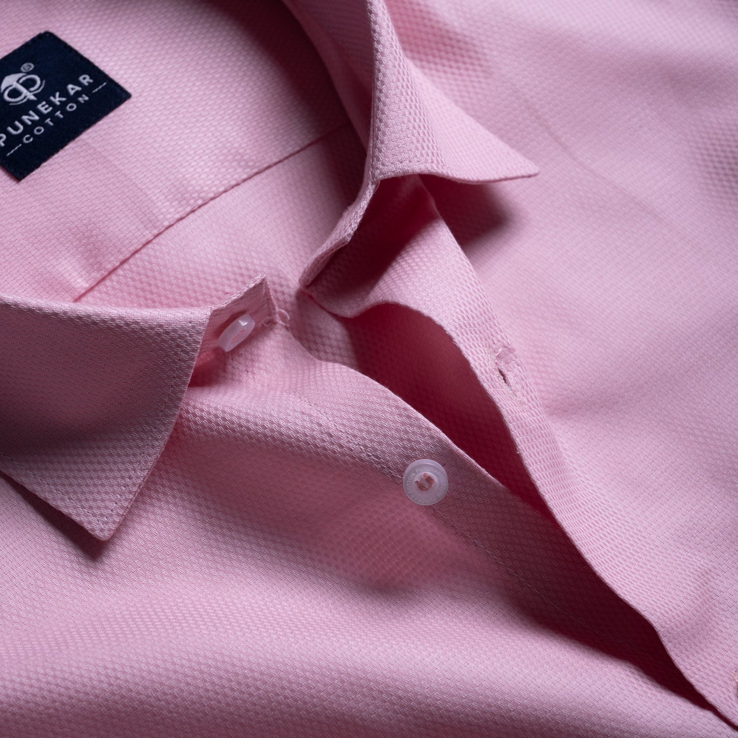 Powder Pink Softweave Cotton Tencel Textured Shirt For Men - Punekar Cotton