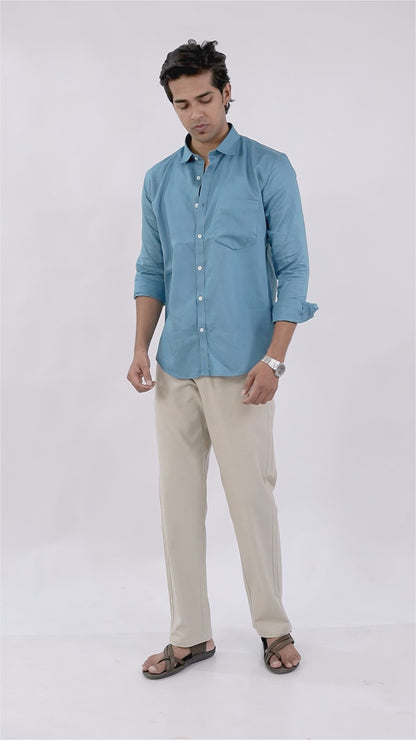 Cream Everyday Cotton Linen Straight-Fit Pants for Men