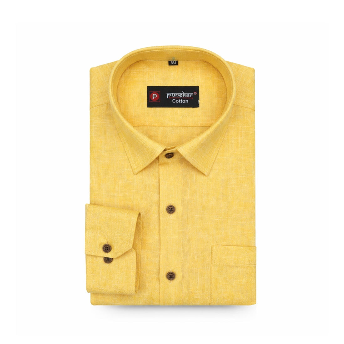 Punekar Cotton Golden Color Cotton Linen Formal Shirt for Men&