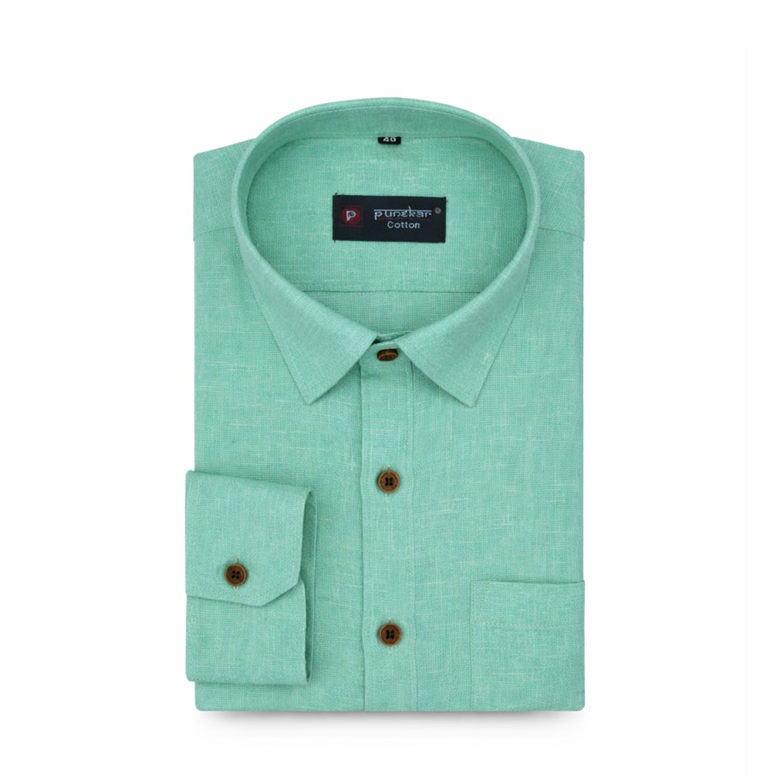 Punekar Cotton Light Green Color Cotton Linen Formal Shirt for Men&
