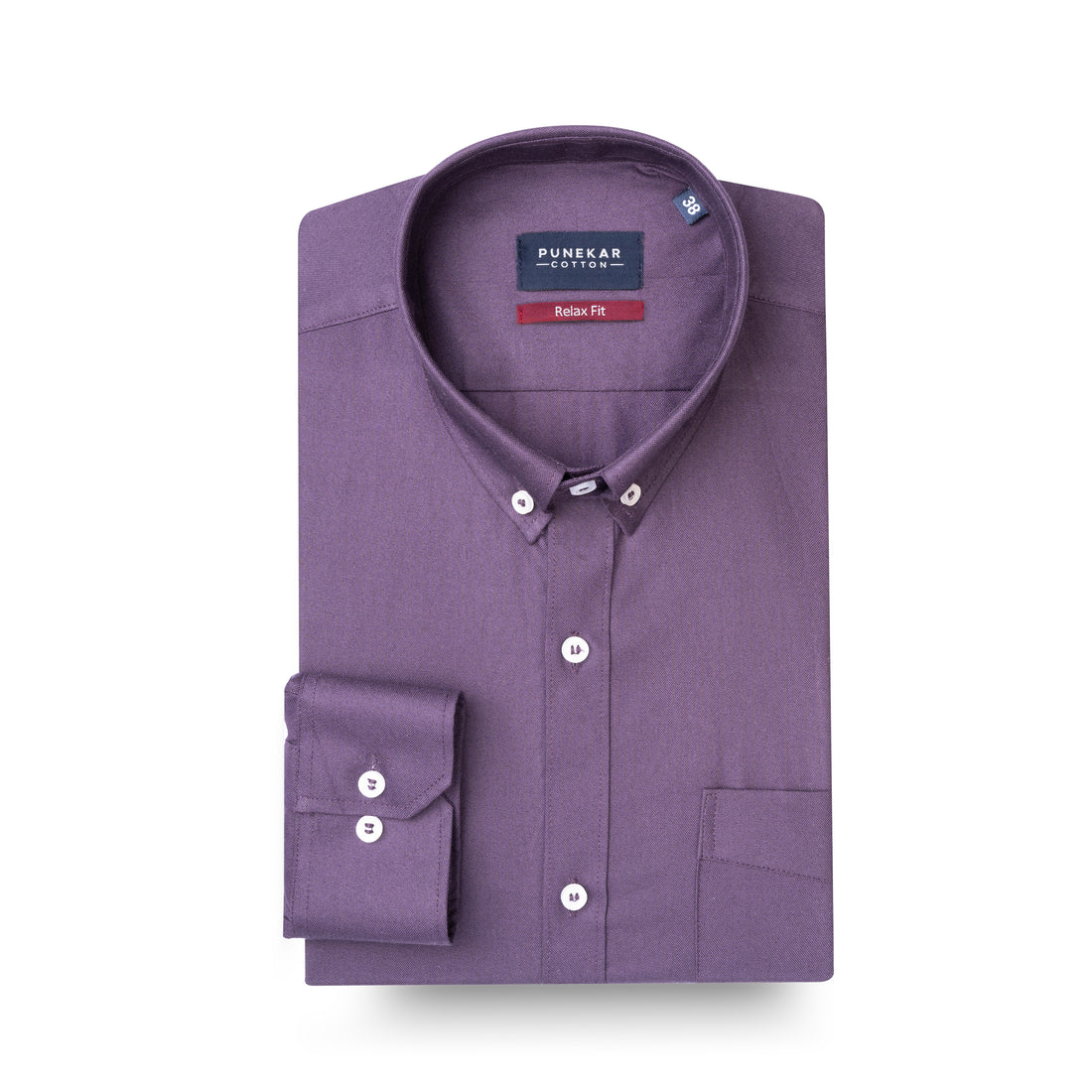 Grape Colour Cotton Oxford Button Down Collar Shirt For Men