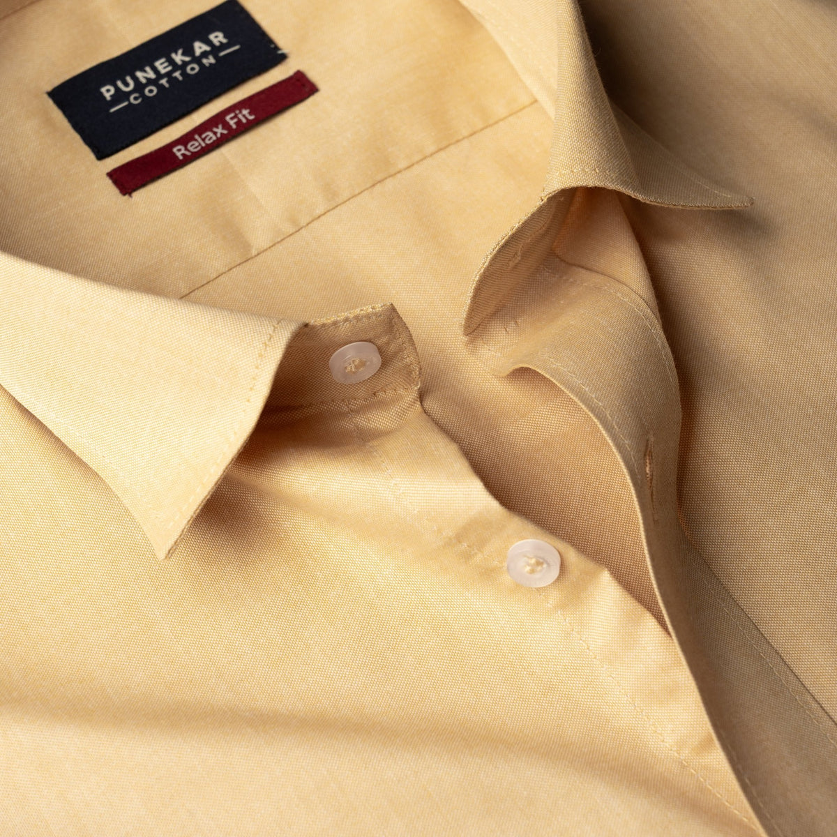 Sand Yellow Colour Signature Shirt For Men - Punekar Cotton