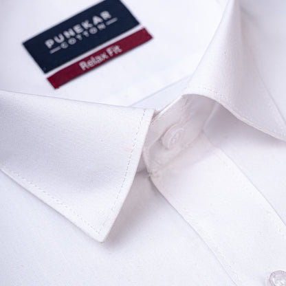 White Colour Signature Classic Oxford Shirt For Men - Punekar Cotton