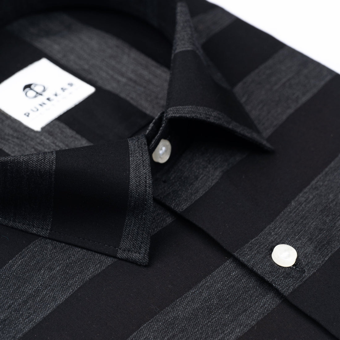 Black Color Cotton Stripe Shirt For Men - Punekar Cotton