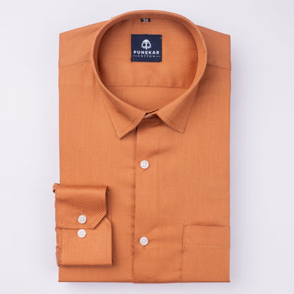 Copper Color Dobby Cotton Shirt For Men - Punekar Cotton