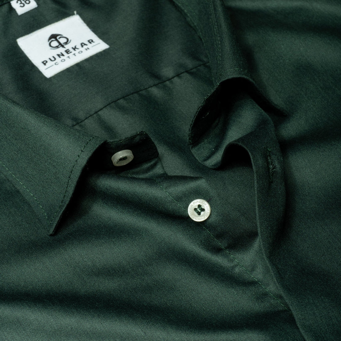 Dark Green Soft Satin Cotton Shirt For Men - Punekar Cotton