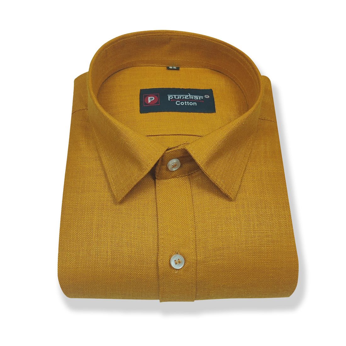 Golden Color Blended Linen Shirt For Men&