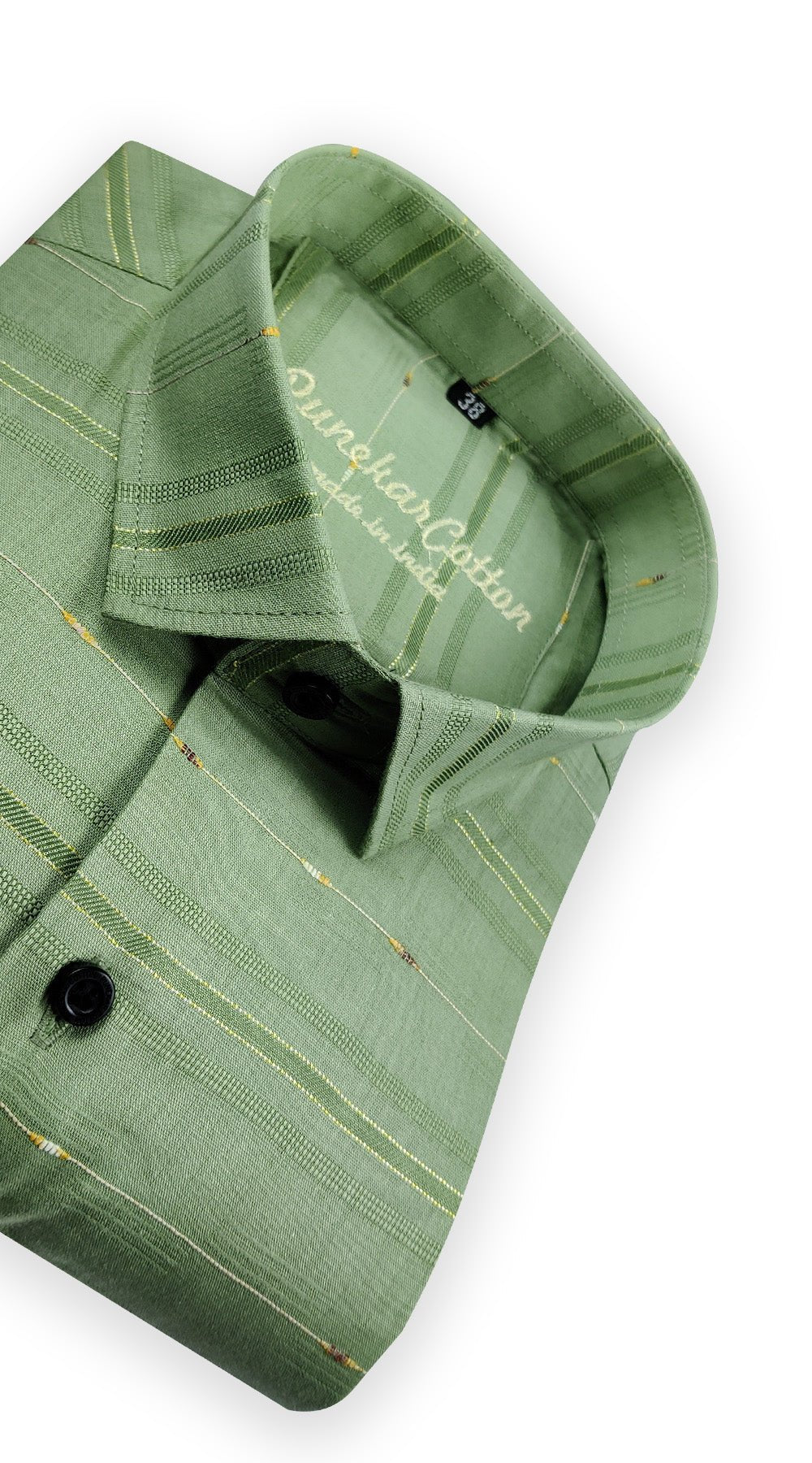 Green Color Pure Cotton Panelled Butta Stripes Shirts For Men&