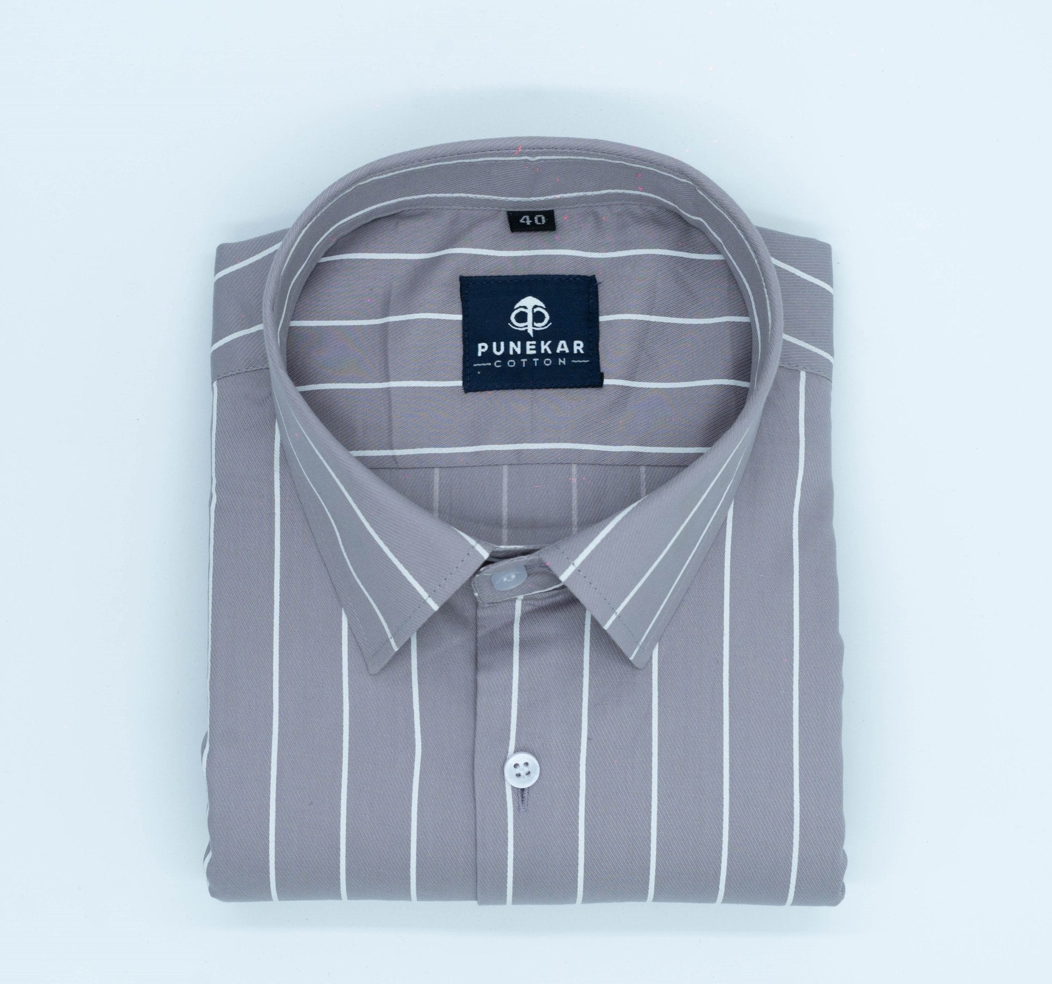 Grey Color Pure Cotton Lining Shirt For Men - Punekar Cotton