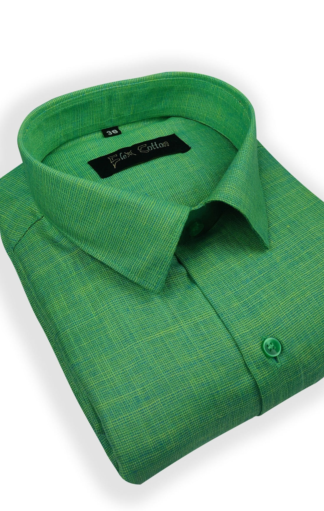 Leaf Green Color Dual Tone Matty Cotton Shirt For Men&