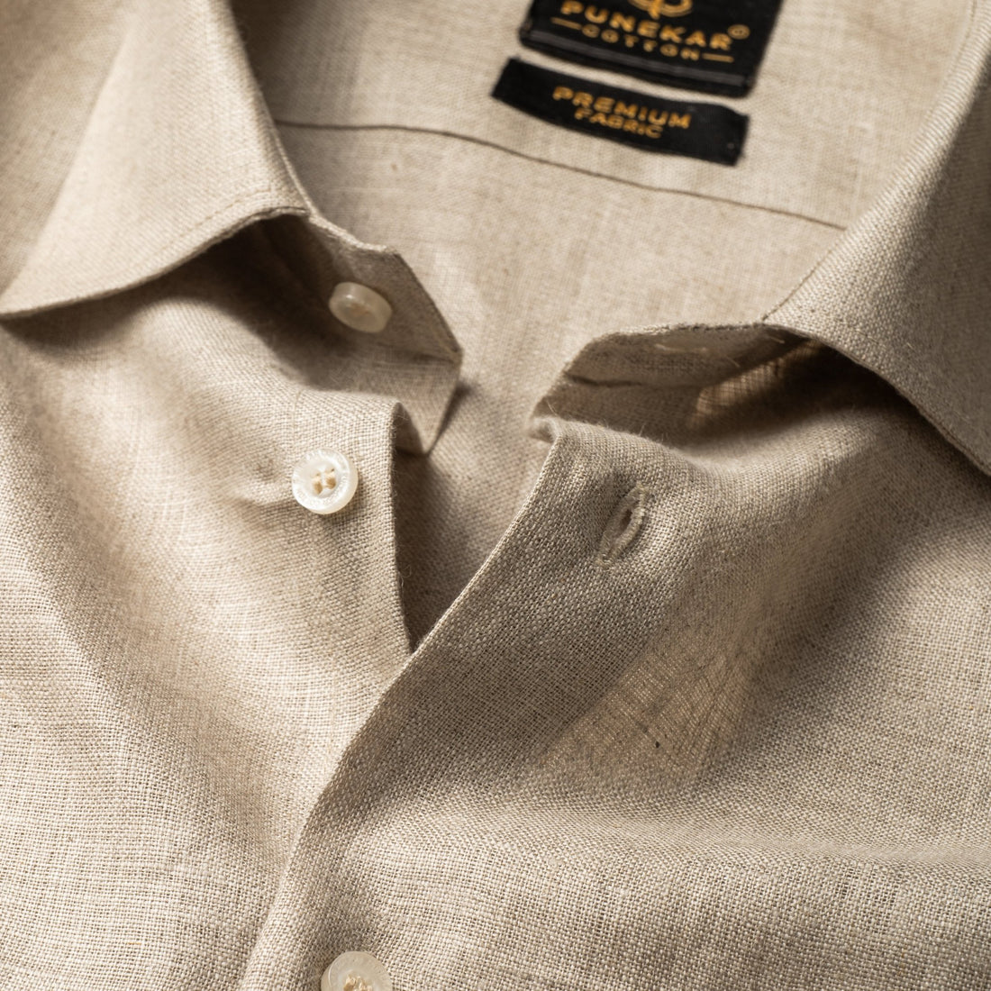 Light Beige Color Prime Linen Shirt For Men - Punekar Cotton