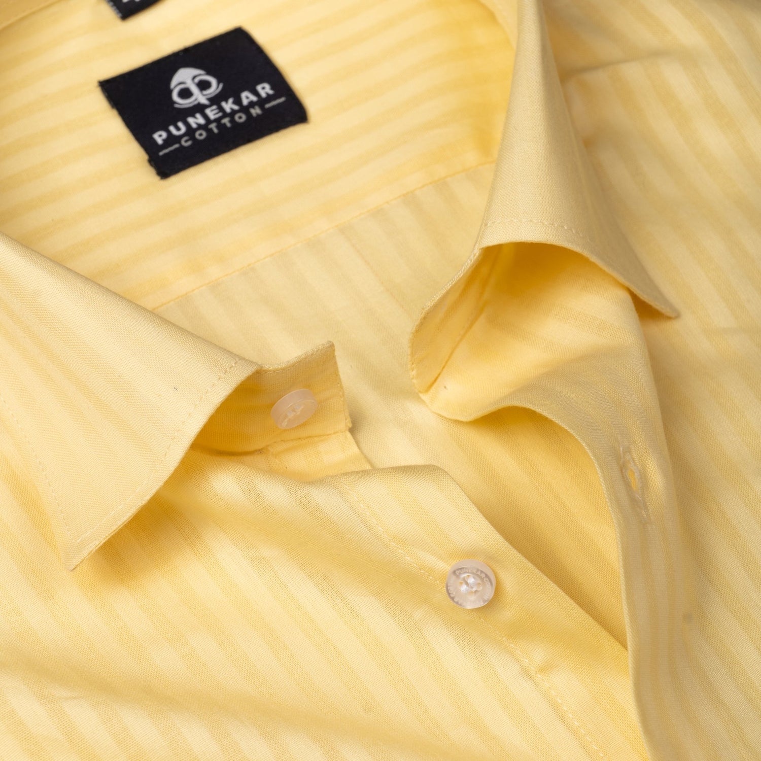 Light Yellow Color vertical Cotton stripe Shirt For Men - Punekar Cotton