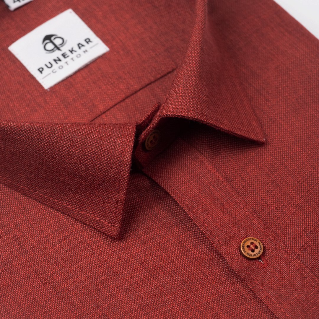 Maroon Color Blended Linen Shirt For Men&