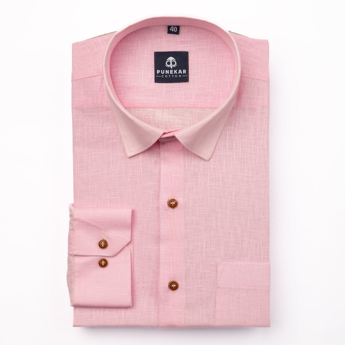 Pink Color Linen Formal Shirts For Men - Punekar Cotton