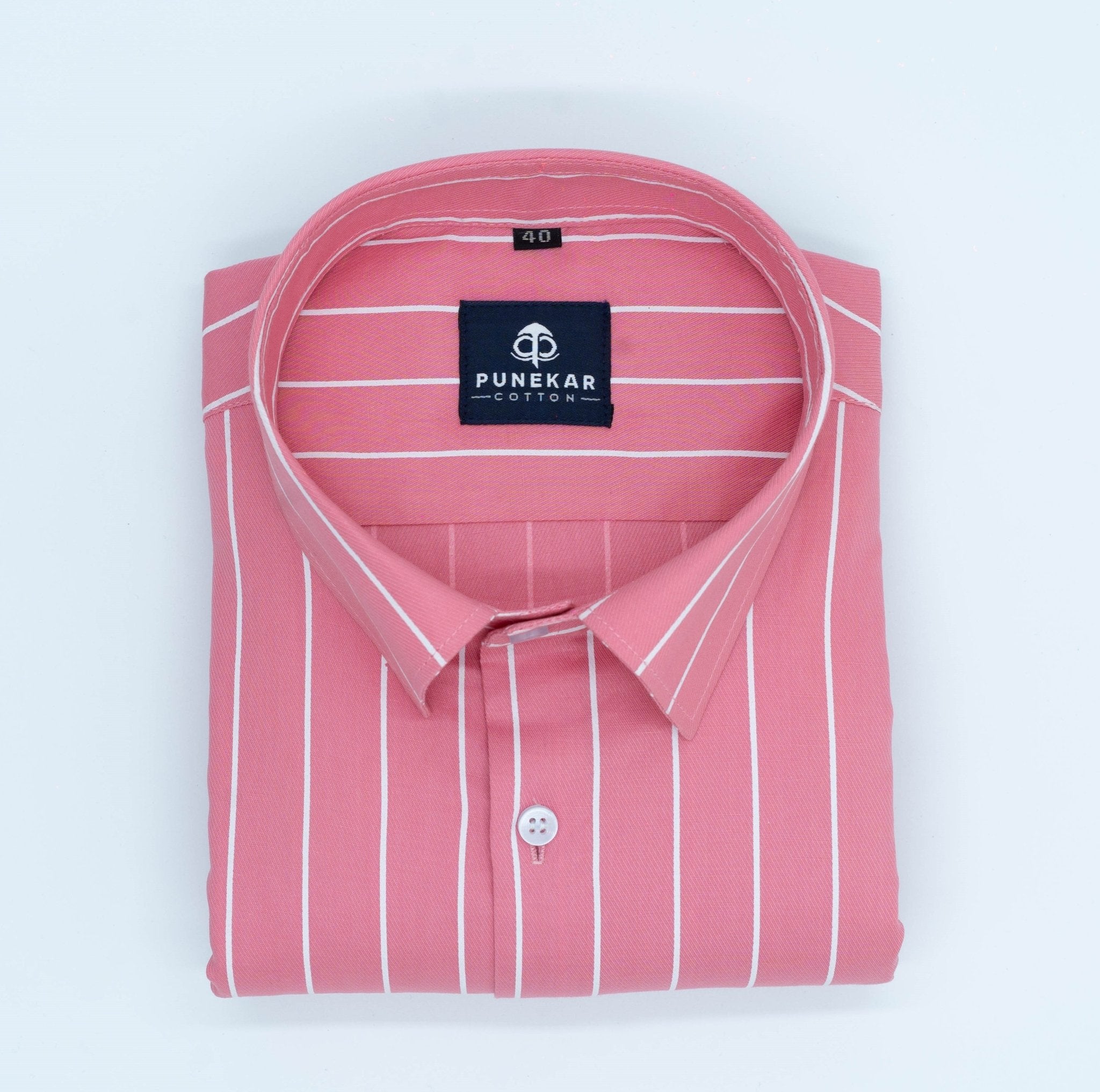 Pink Color Pure Cotton Lining Shirt For Men - Punekar Cotton