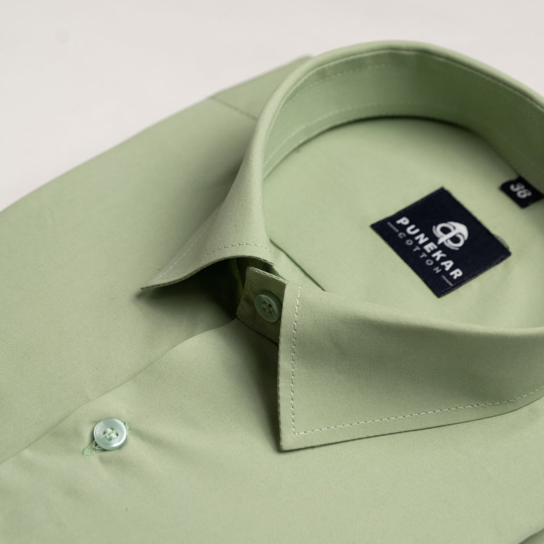 Pista Green Color Lycra Twill Cotton Shirt For Men - Punekar Cotton