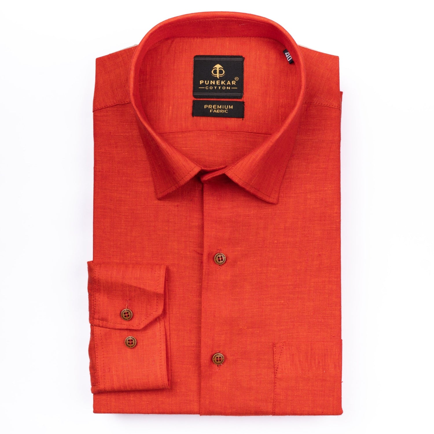 Red Color Prime Linen Shirt For Men - Punekar Cotton