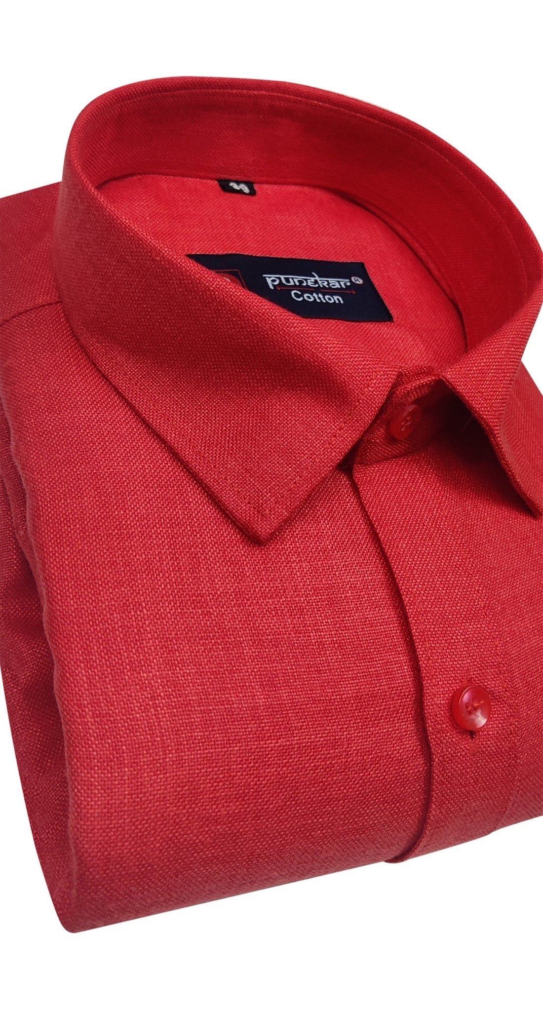 Tomato Red Color Blende Linen Shirt For Men&