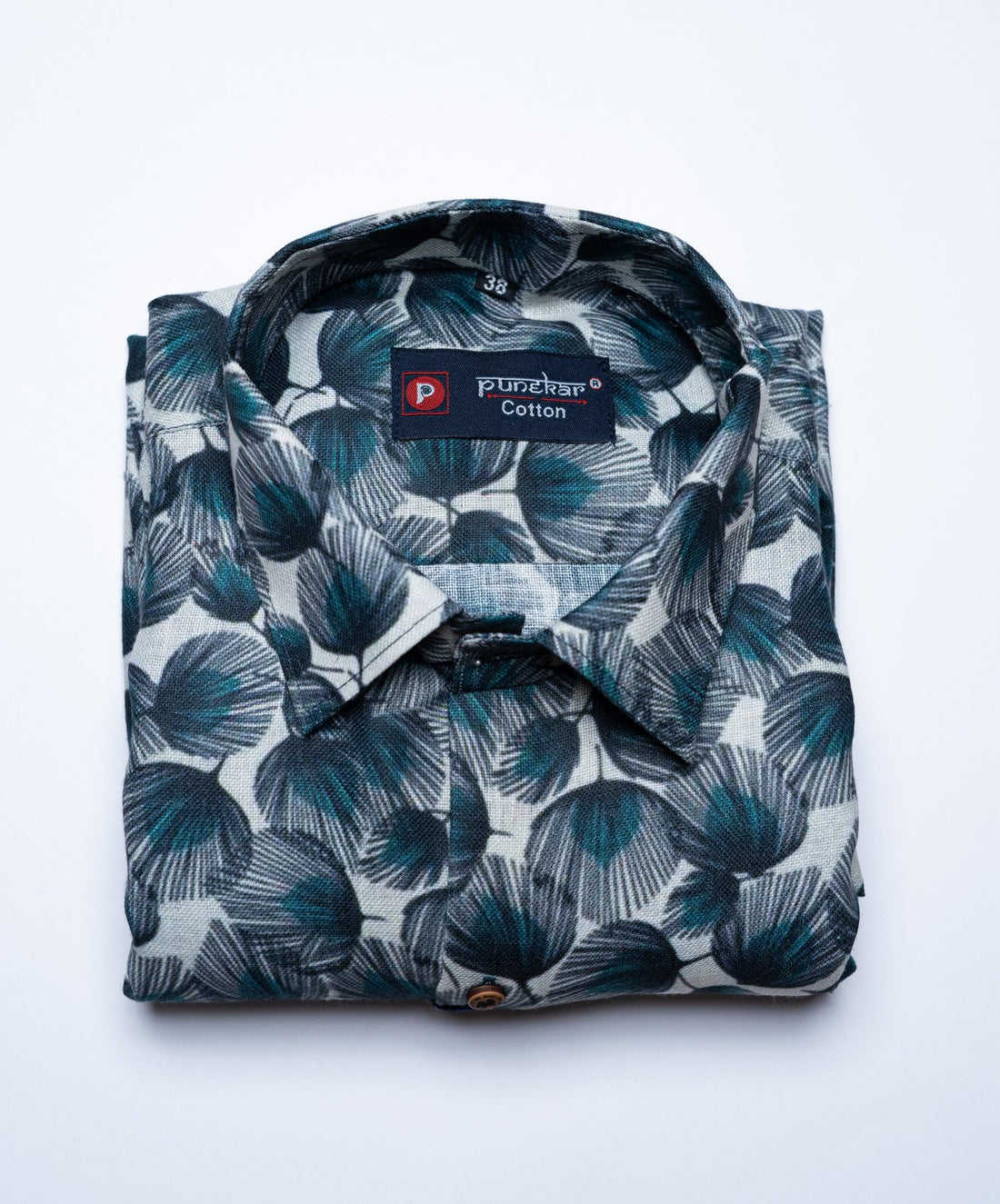 White Peacock Color feather print Shirt For Men - Punekar Cotton